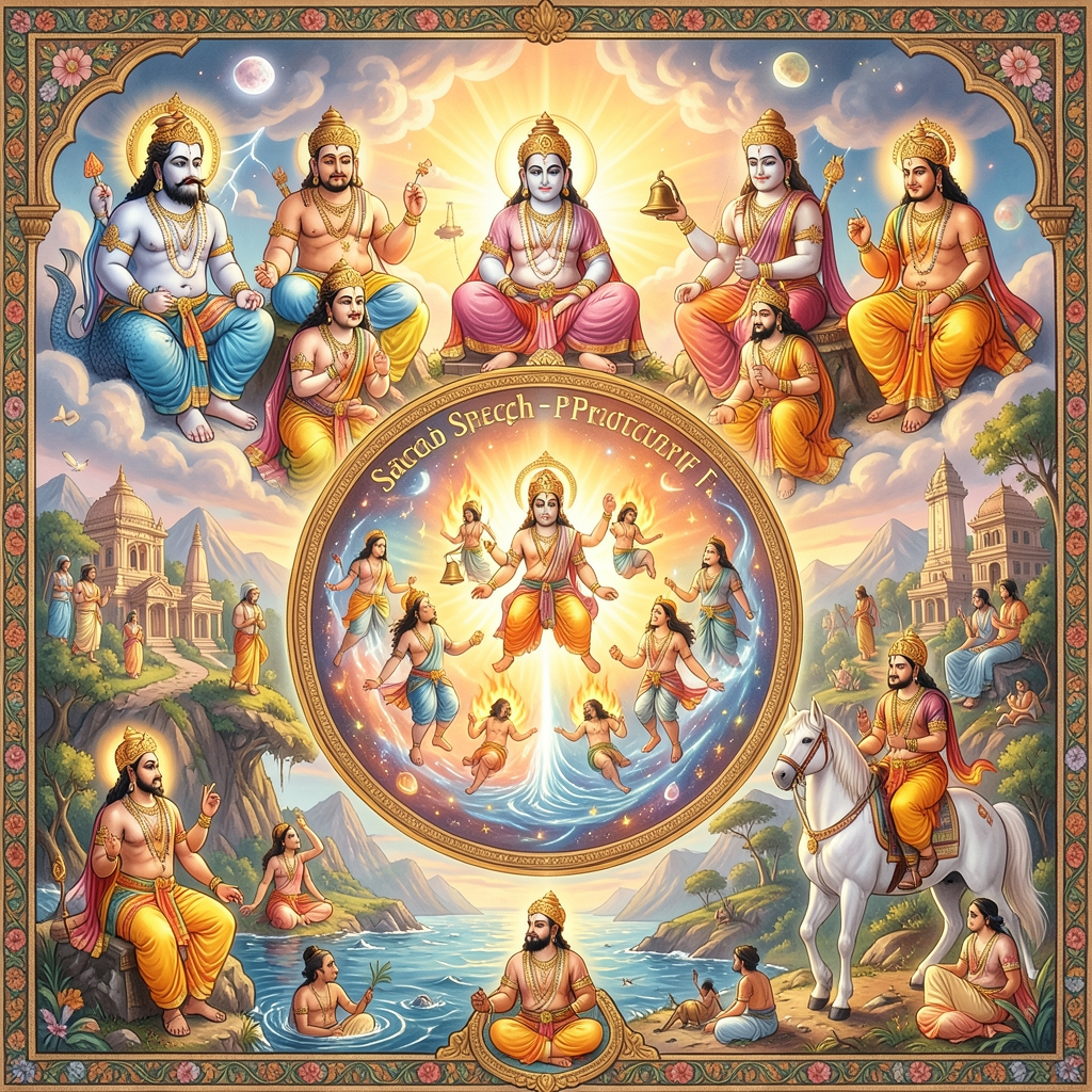 Saraswati as Sacred Speech - Protector F — Vishnu Avatar: Kalki at the future dawn | Hindu sacred image