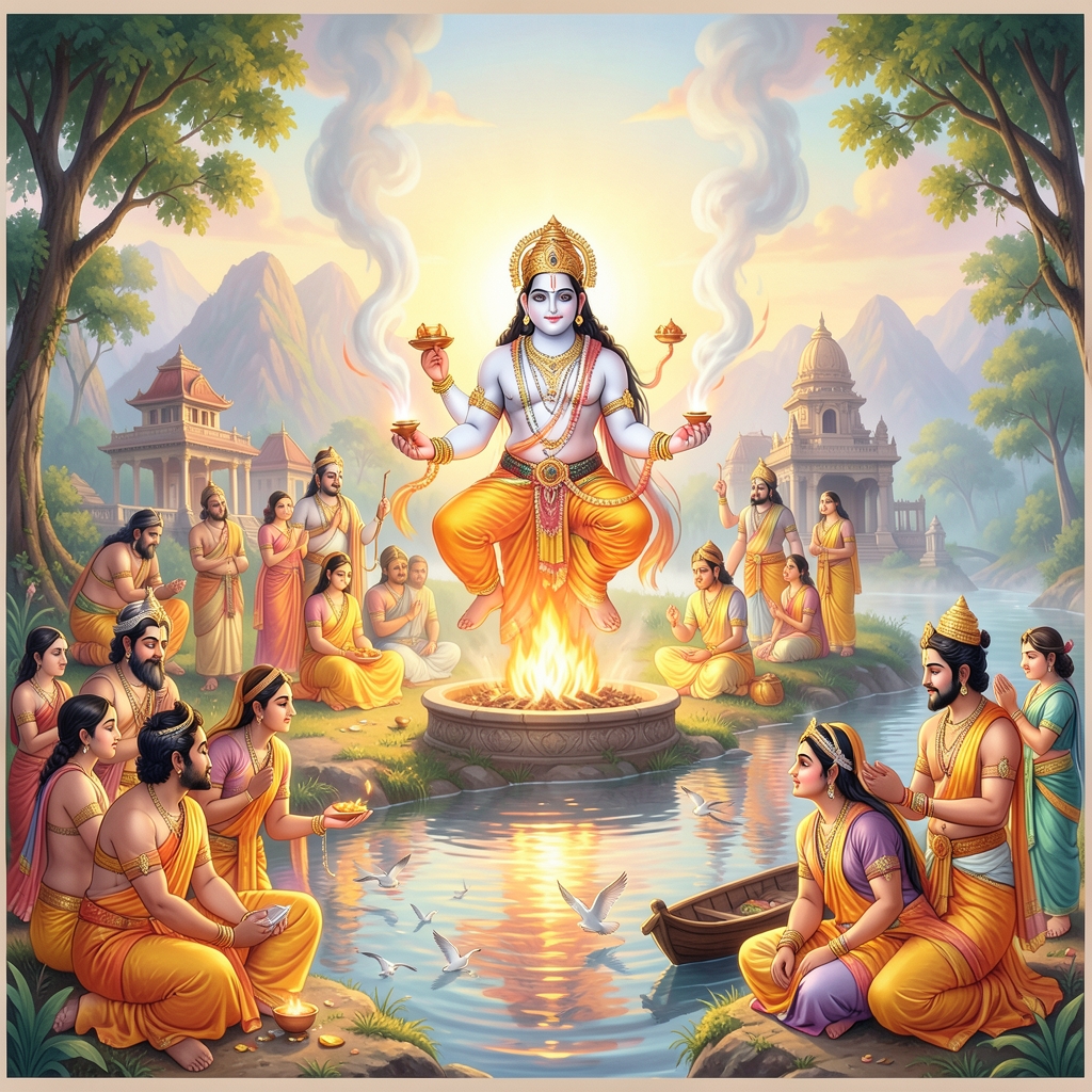 Nanda - Teacher Form â€” Rig Veda: Agni the Priest (Gupta golden age) | Hindu sacred image