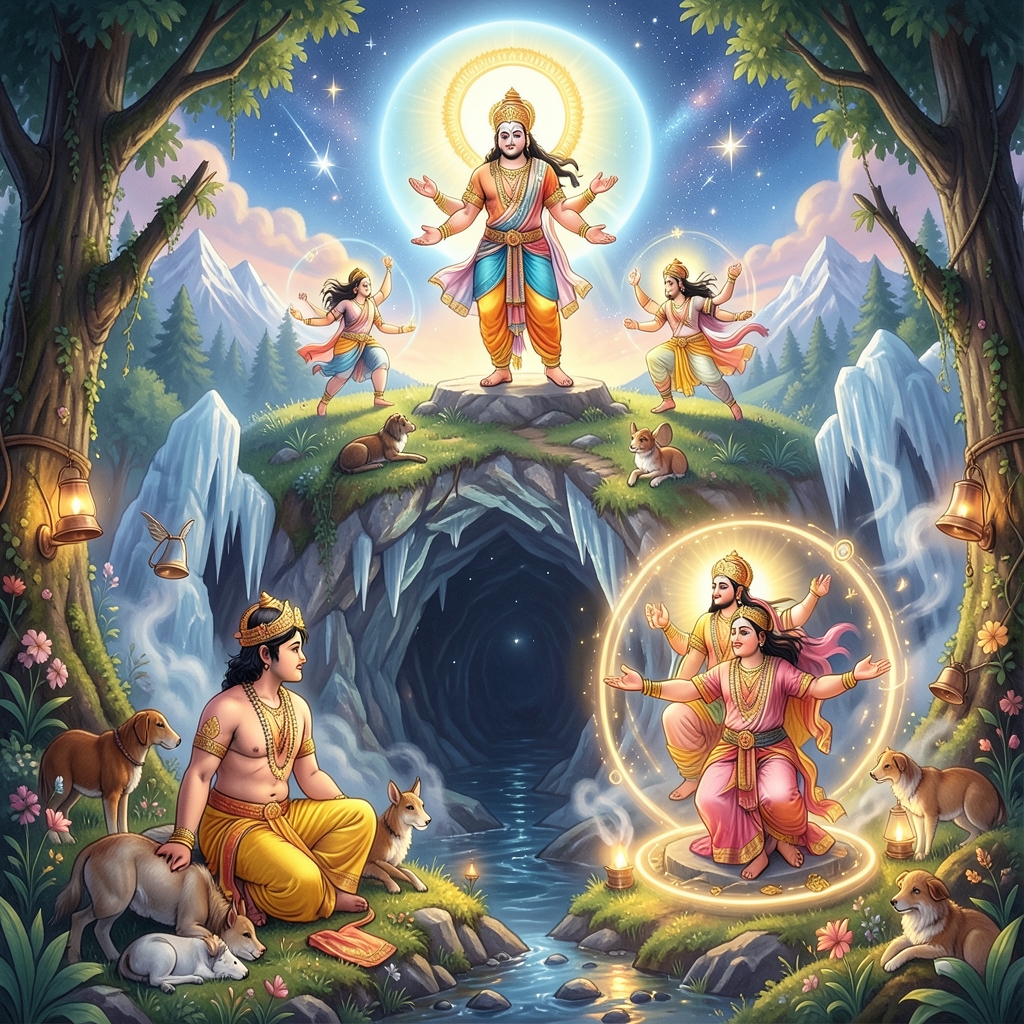 Hindu sacred figures â€” Vishnu Purana: Dhruva's devotion (Late Vedic / Upanishadic age) | Hindu sacred image