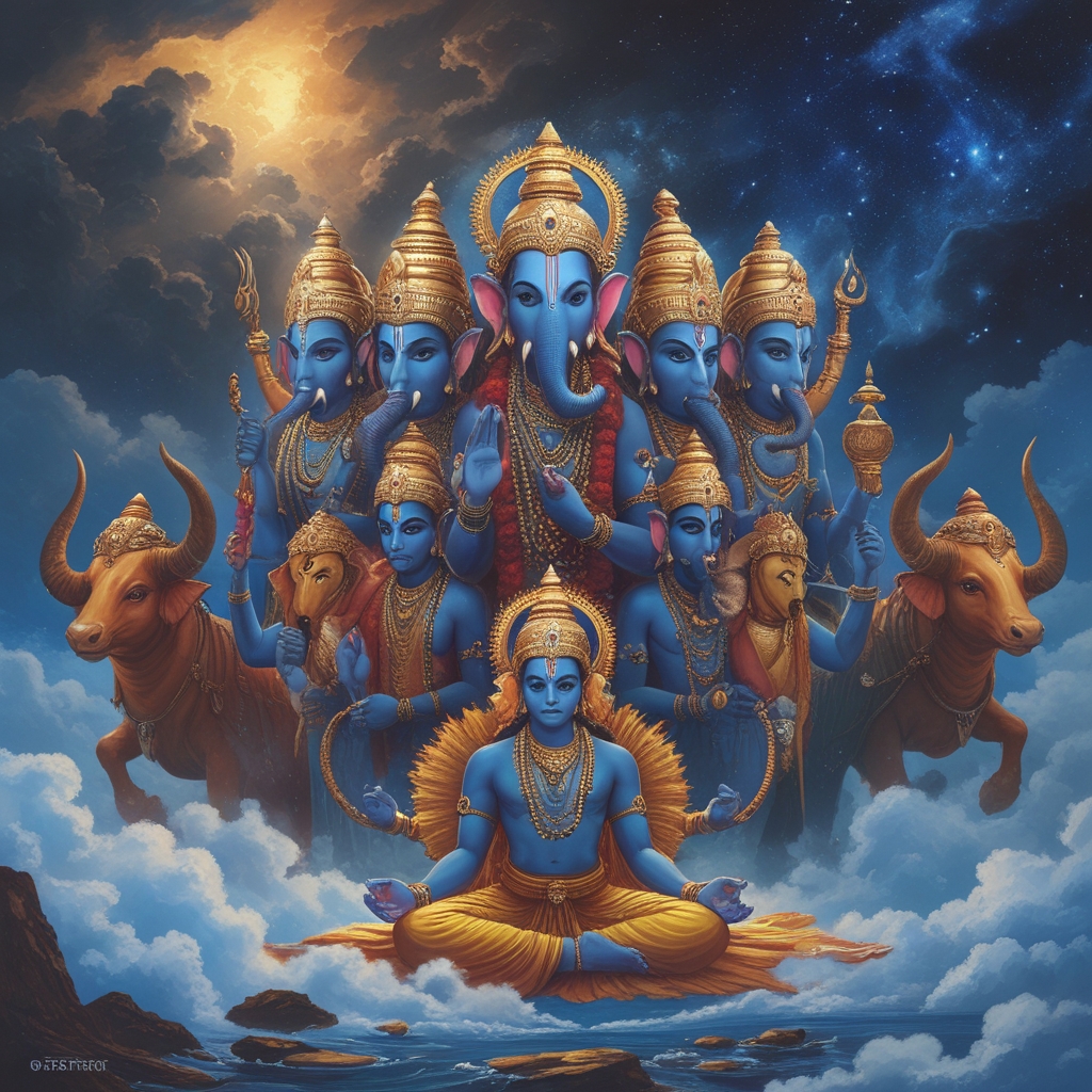 Kashi Vishvanatha - Meditating Form, Devi - River Form â€” Rig Veda: Maruts Storm Host (Vijayanagara temple age) | Hindu
